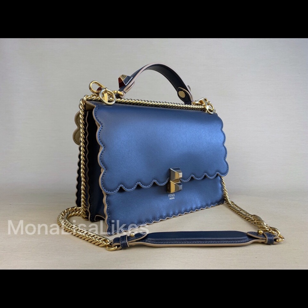 SOLD  FENDI KAN I Blue Scalloped bag handbag purse